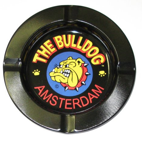 Bulldog  Printed  Metal  Ashtray  Black